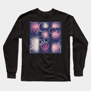 White abstract circle flowers on blurry rectangles Long Sleeve T-Shirt